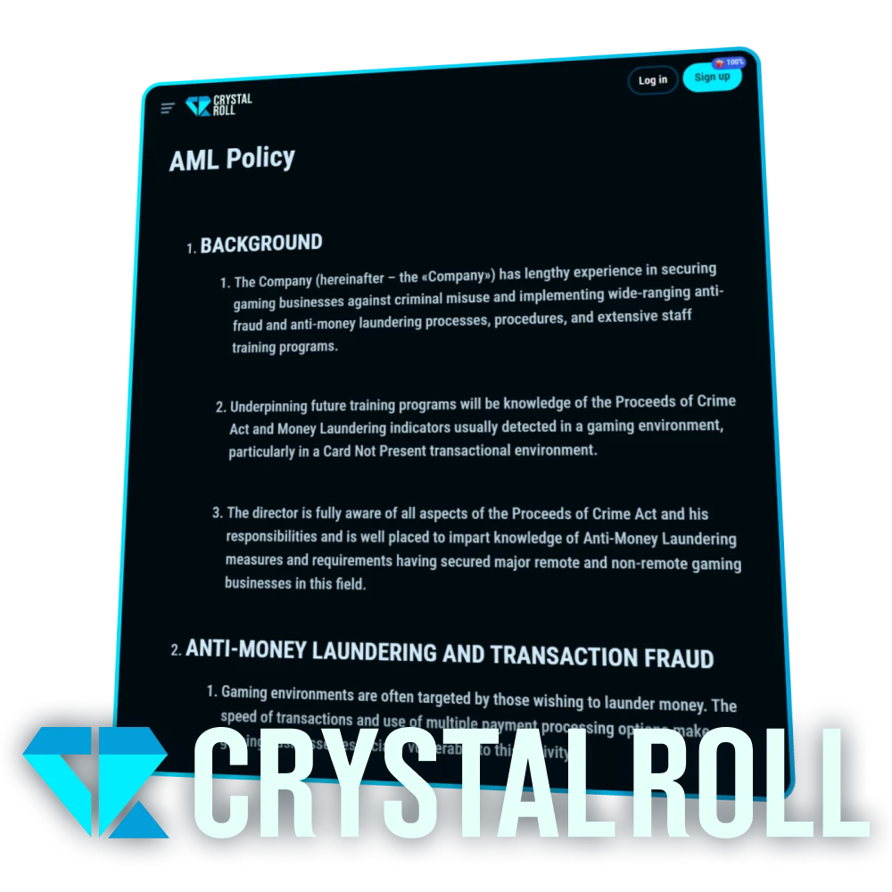 Bekijk het antiwitwasbeleid van Crystalroll.