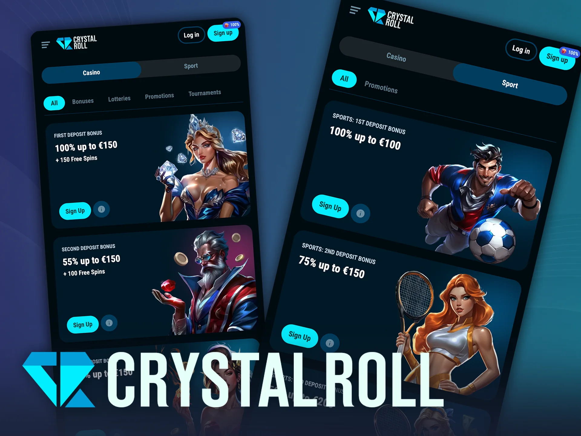 Ontvang actuele bonussen als gebruiker van CrystalRoll Mobile.