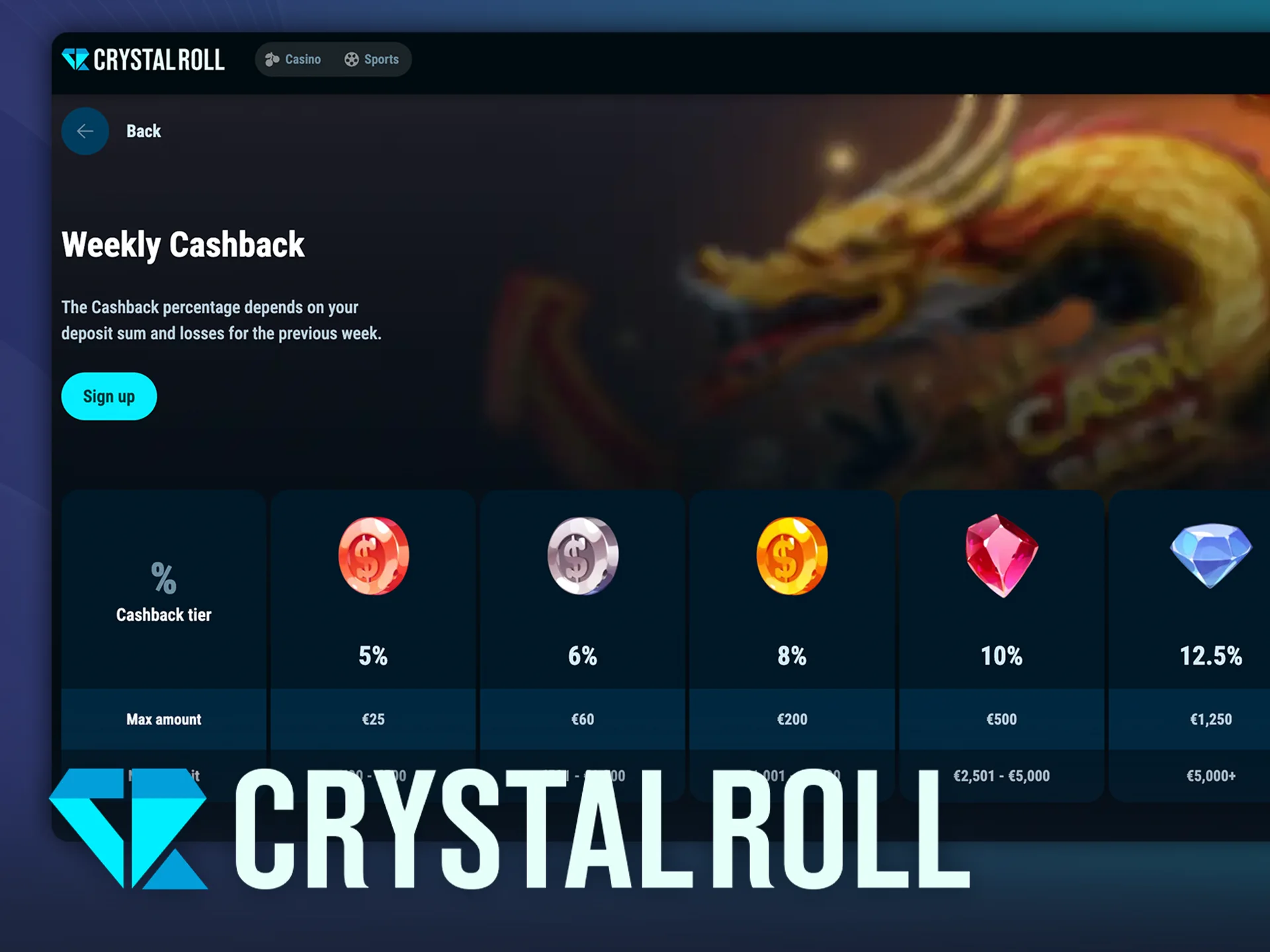 Ontvang cashback bij verliezen en speel slimmer met CrystalRoll.