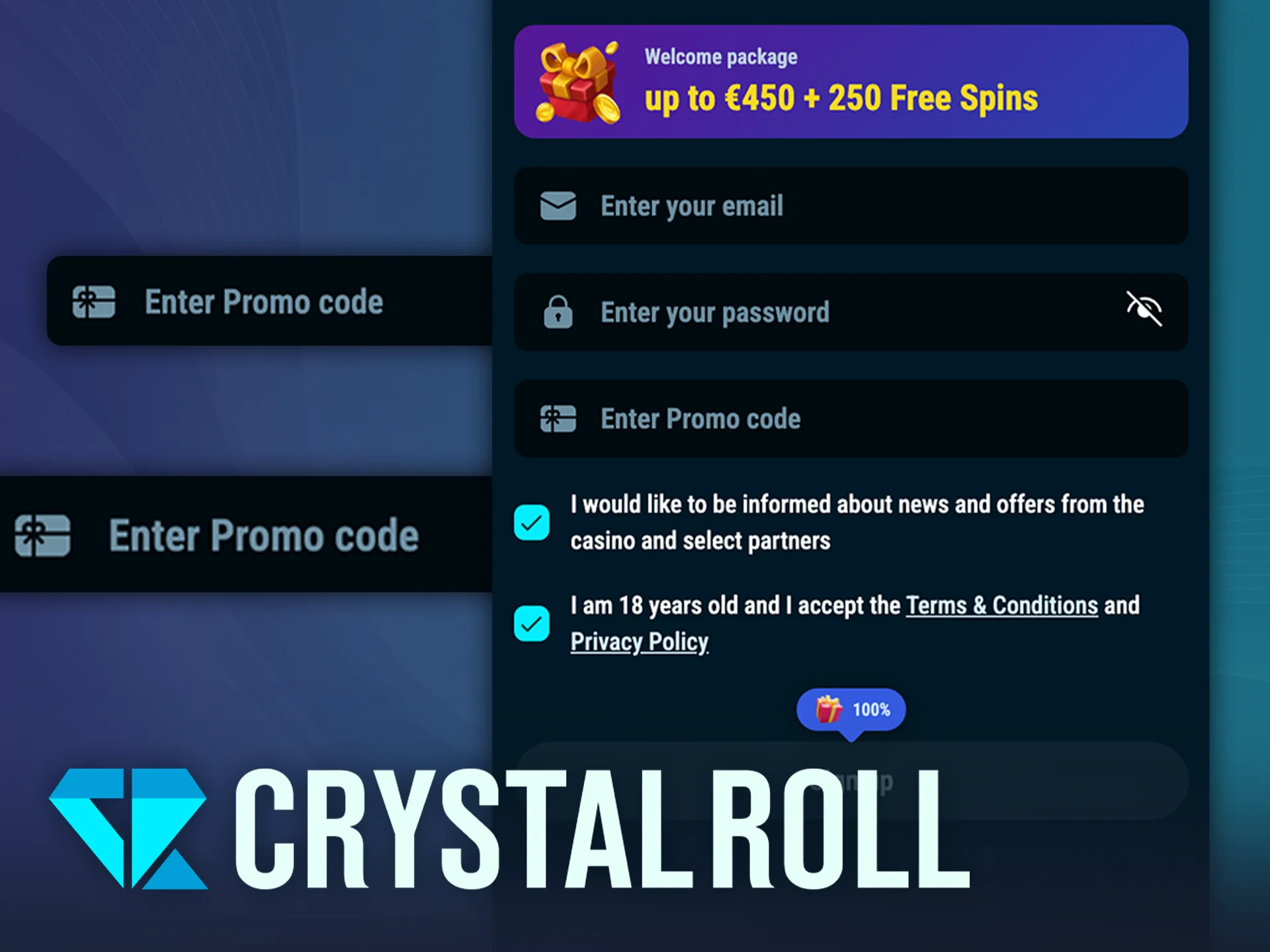 Gebruik een promo code en activeer extra voordelen bij CrystalRoll.
