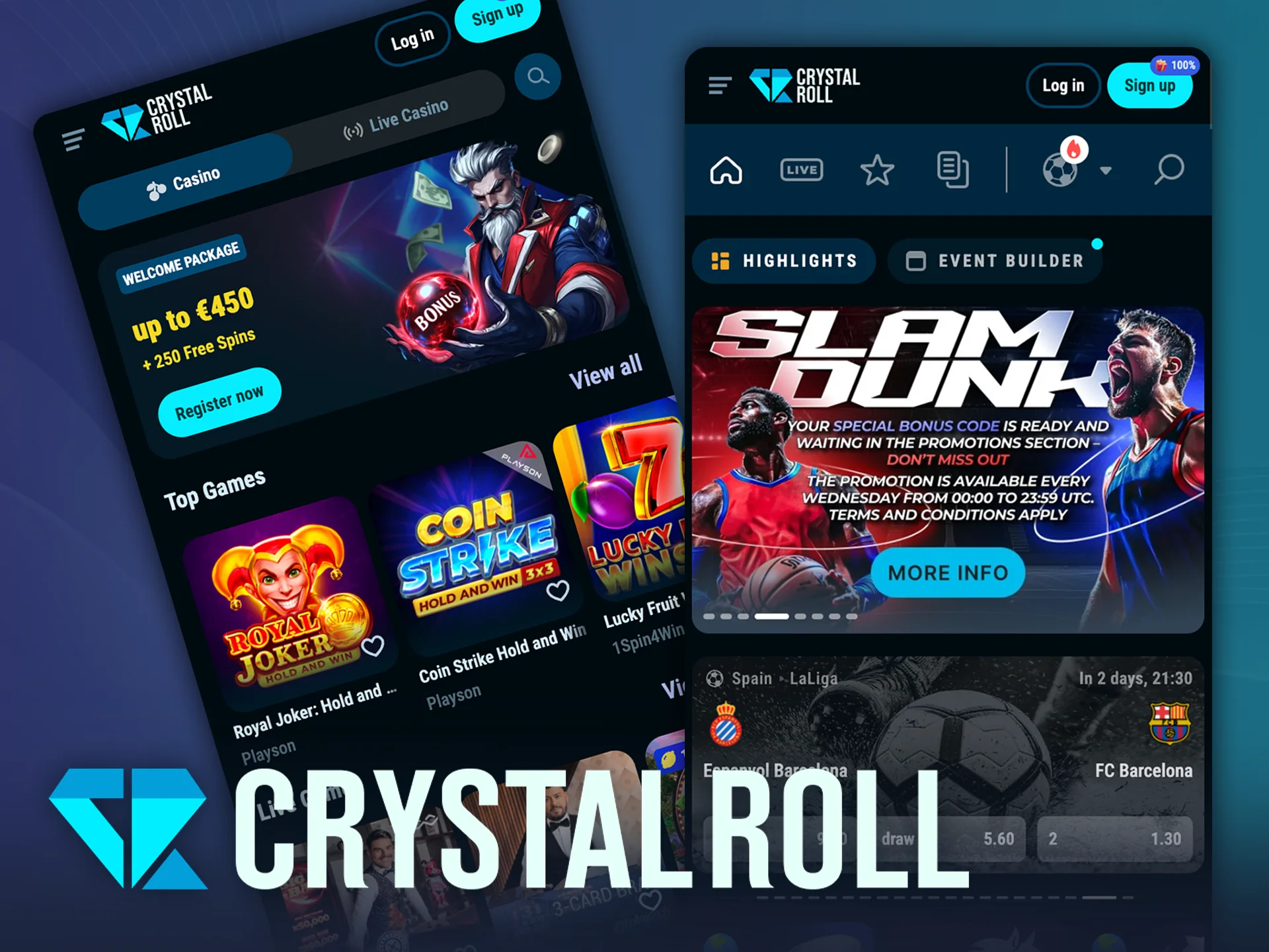Download de CrystalRoll app en speel altijd en overal.