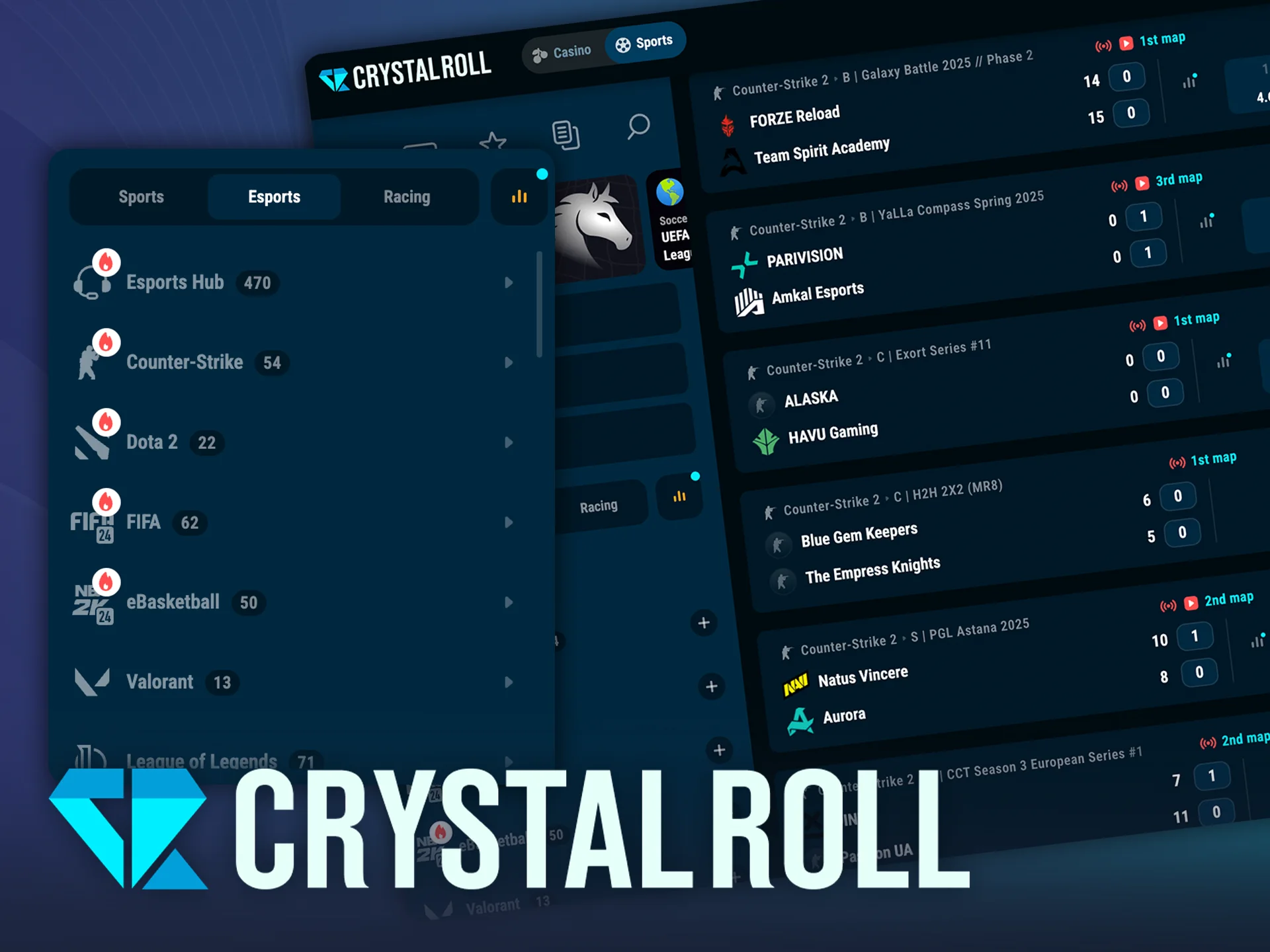 Ontdek de wereld van e-sport en wed bij CrystalRoll.