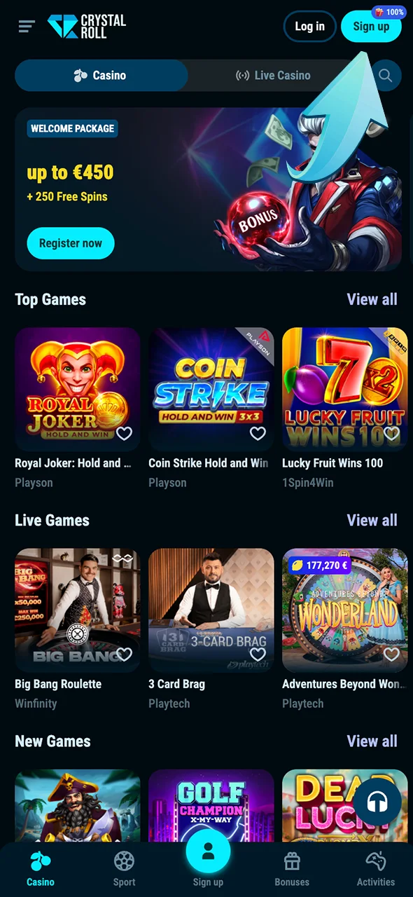 Begin met registreren bij CrystalRoll en speel vandaag nog.