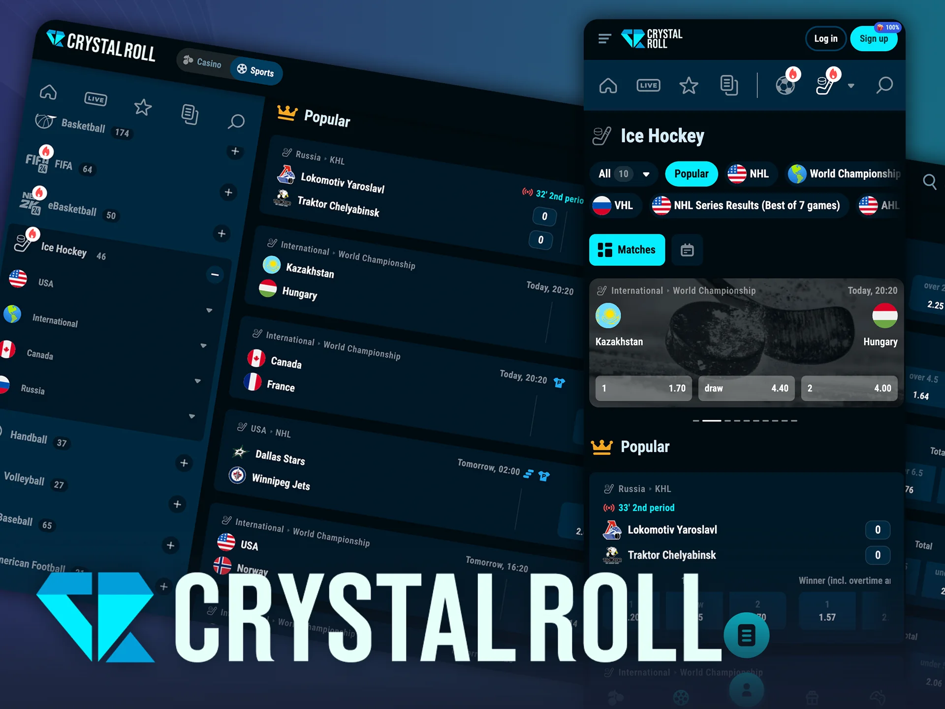 Voel de actie van ice hockey met sportweddenschappen op CrystalRoll.