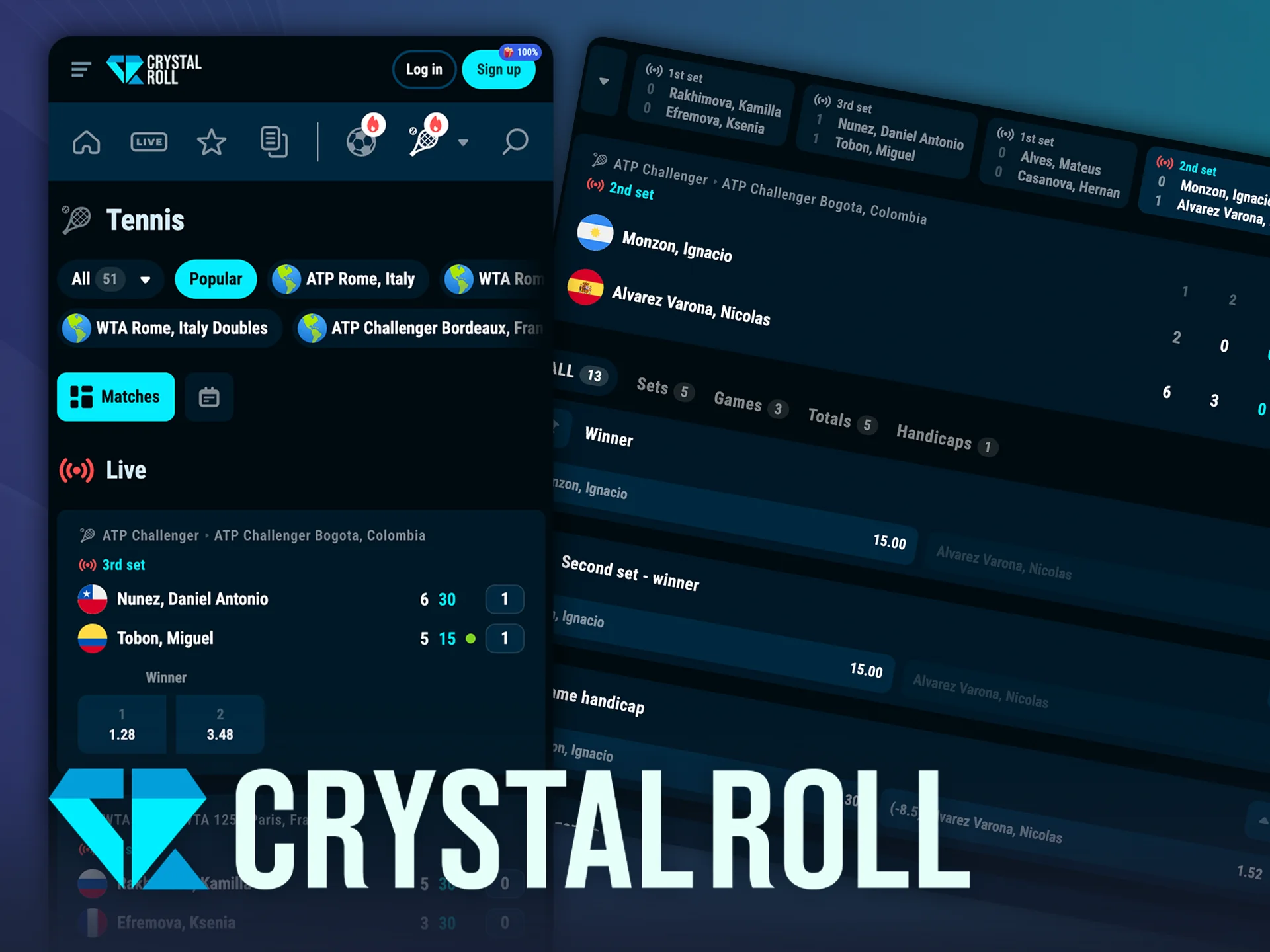 Zet in op tennis en profiteer van live odds bij CrystalRoll.